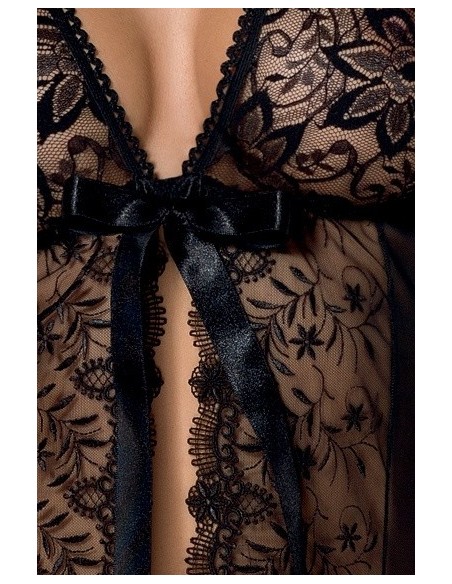 Przewiewny szlafrok i Stringi Jessie Peignoir Black S/M - Casmir - Szlafroki, kimona - 2