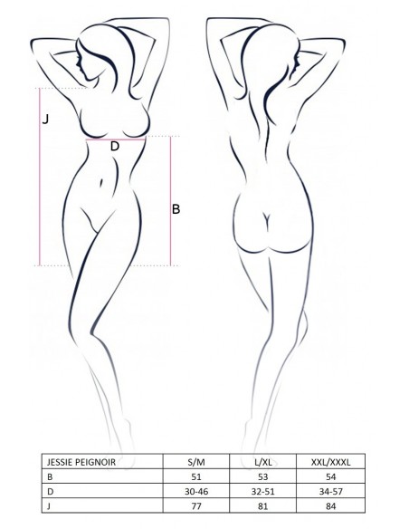 Przewiewny szlafrok i Stringi Jessie Peignoir Black S/M - Casmir - Szlafroki, kimona - 3