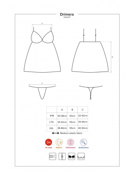 Bielizna nocna Drimera Babydoll I Stringi Niebieska  S/M - Babydoll - 6
