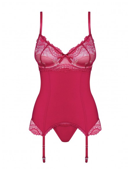 Zestaw Rosalyne Gorset I Stringi Czerwony - Komplety bielizny erotycznej - 4