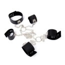 Chain Hogtie - Zestaw kajdanek z obrożą BDSM, czarny, łańcuch 80 cm - 1