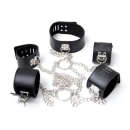 Chain Hogtie - Zestaw kajdanek z obrożą BDSM, czarny, łańcuch 80 cm - 2