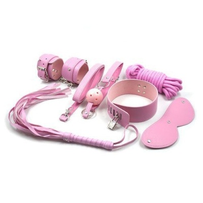 Zestaw do BDSM Rosa 10-częściowy - Kajdanki, Knebel, Obroża, Smycz - 1