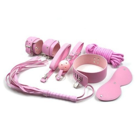 Zestaw do BDSM Rosa 10-częściowy - Kajdanki, Knebel, Obroża, Smycz - 1