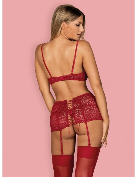 Komplet Bielizny Lividia 3-Częściowy Czerwony  S/M - Komplety bielizny erotycznej - 2