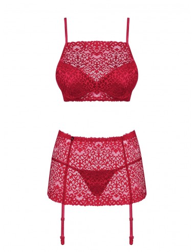 Komplet Bielizny Lividia 3-Częściowy Czerwony  S/M - Komplety bielizny erotycznej - 3