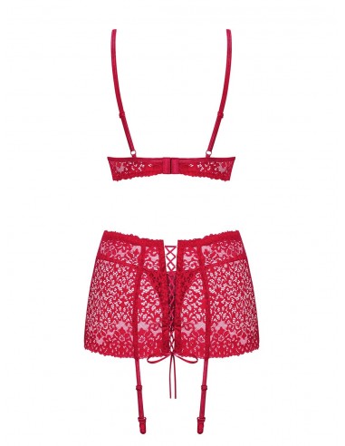 Komplet Bielizny Lividia 3-Częściowy Czerwony  S/M - Komplety bielizny erotycznej - 4