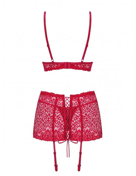 Komplet Bielizny Lividia 3-Częściowy Czerwony  S/M - Komplety bielizny erotycznej - 4