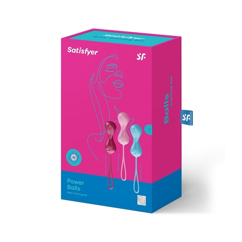 Kulki miłości Satisfyer Balls C02 Double - zestaw 3, trening mięśni dna miednicy, progresja obciążenia 60/75,6/91,6 g, Ø 3,4 cm - 2