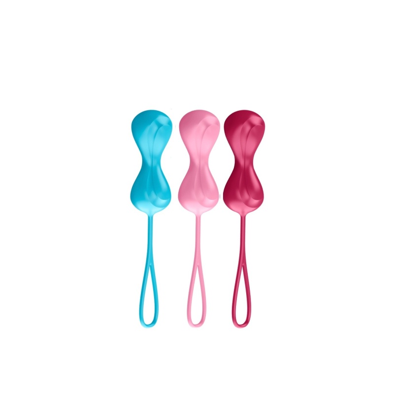 Kulki miłości Satisfyer Balls C02 Double - zestaw 3, trening mięśni dna miednicy, progresja obciążenia 60/75,6/91,6 g, Ø 3,4 cm - 1