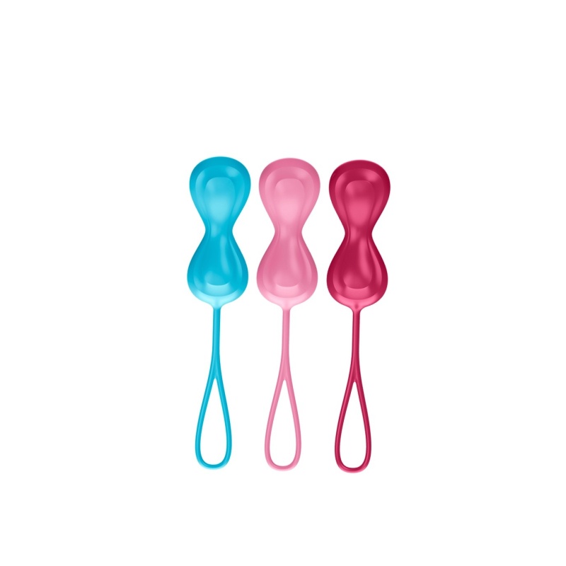 Kulki miłości Satisfyer Balls C02 Double - zestaw 3, trening mięśni dna miednicy, progresja obciążenia 60/75,6/91,6 g, Ø 3,4 cm - 3
