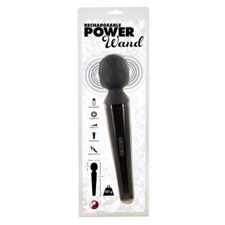 Masażer Rechargeable Power Wand – ładowalny masażer typu różdżka z ruchomą głowicą silikonową 6,1 cm i długością całkowitą 31 cm - 2