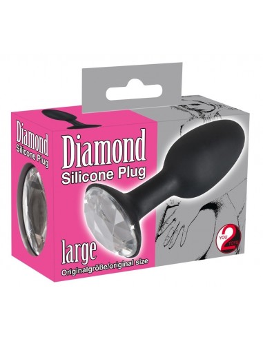 Korek analny Butt Plug Silikon Czarny / Diamond L - Korki analne silikonowe - 3