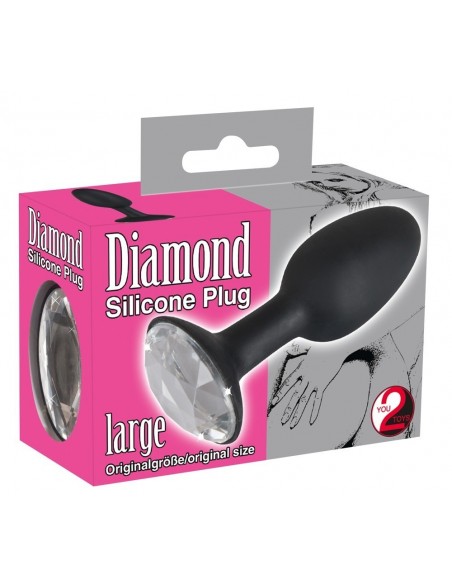Korek analny Butt Plug Silikon Czarny / Diamond L - Korki analne silikonowe - 3