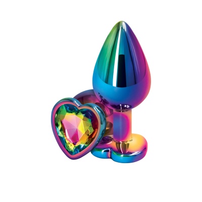 Korek analny Rear Assets Heart M z chromowanego aluminium i kryształkiem, 8,2 cm - 1