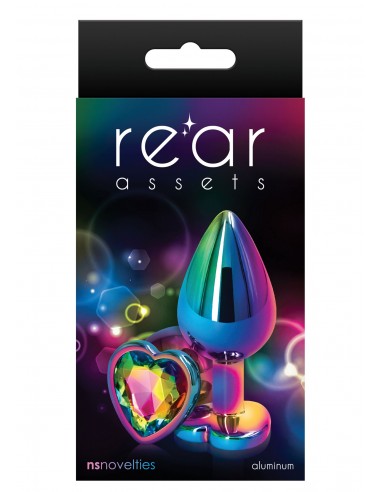 Korek analny Butt Plug Rear Assets Heart Tęczowy M - Korki analne stalowe - 2