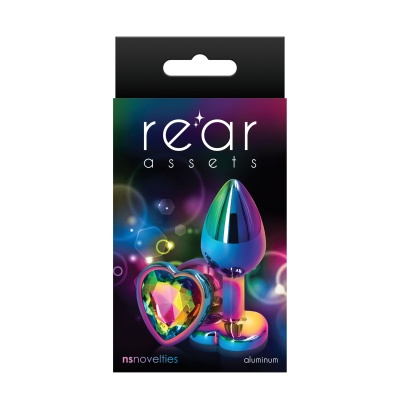 Aluminiowy korek analny Heart S MultiColor z kryształkiem – rozmiar S - 1 2