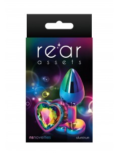 Korek analny Butt Plug Rear Assets Heart Tęczowy S - Korki analne stalowe - 1 2