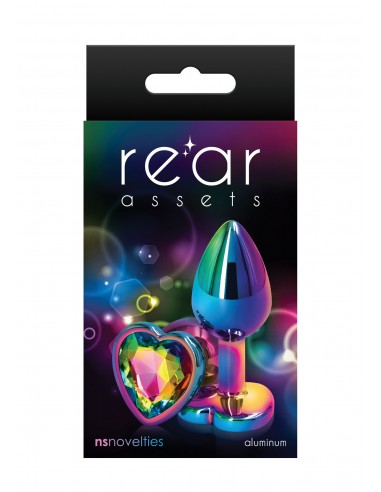 Korek analny Butt Plug Rear Assets Heart Tęczowy S - Korki analne stalowe - 2