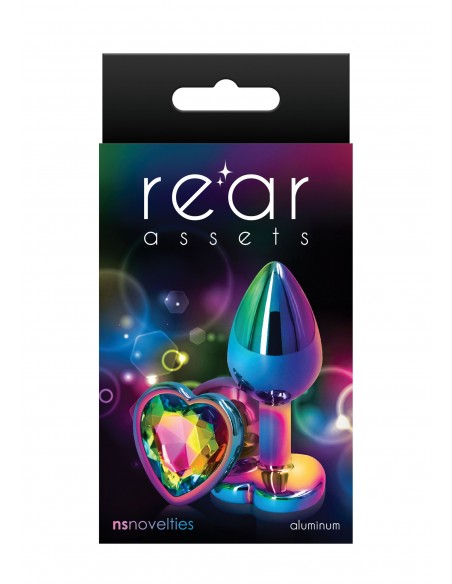 Korek analny Butt Plug Rear Assets Heart Tęczowy S - Korki analne stalowe - 2