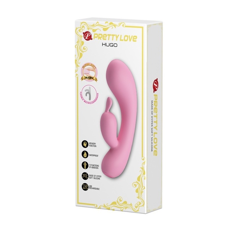 Silikonowy wibrator króliczek Hugo 16,5 cm z 12 funkcjami wibracji - 5
