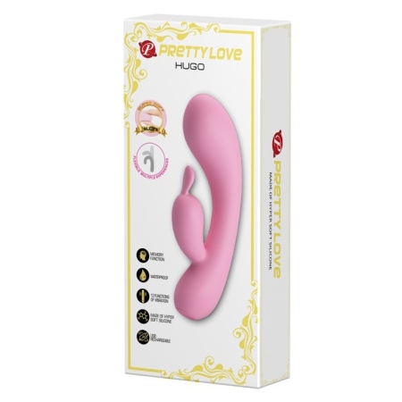 Silikonowy wibrator króliczek Hugo 16,5 cm z 12 funkcjami wibracji - 5