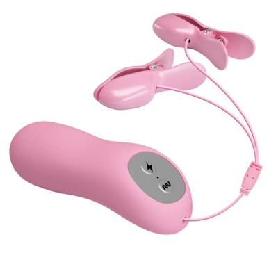 Zaciski na sutki Romantic Wave Lila z wibracją i elektrostymulacją (przewód 120 cm) - 1 2