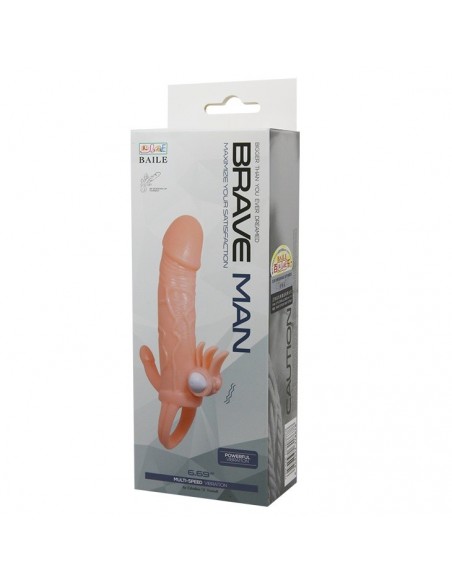 Wibrująca Nakładka Na Penisa - Brave Man Skin 6,69" - Przedłużki i nakładki na penisa - 6