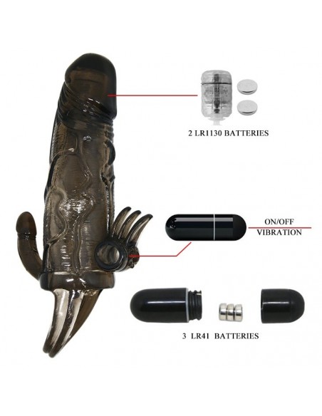 Wibrująca Nakładka Na Penisa - Brave Man Smoke 6,69" - Przedłużki i nakładki na penisa - 4