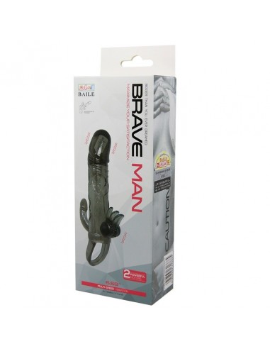 Wibrująca Nakładka Na Penisa - Brave Man Smoke 6,69" - Przedłużki i nakładki na penisa - 6