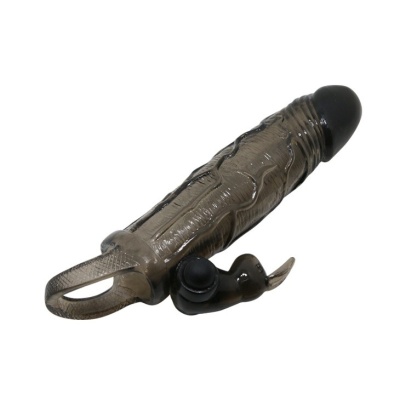 Nakładka na penisa Brave Man Smoke z wibracjami 15 cm - 1 2