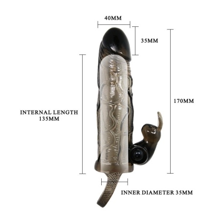 Nakładka na penisa Brave Man Smoke z wibracjami 15 cm - 3