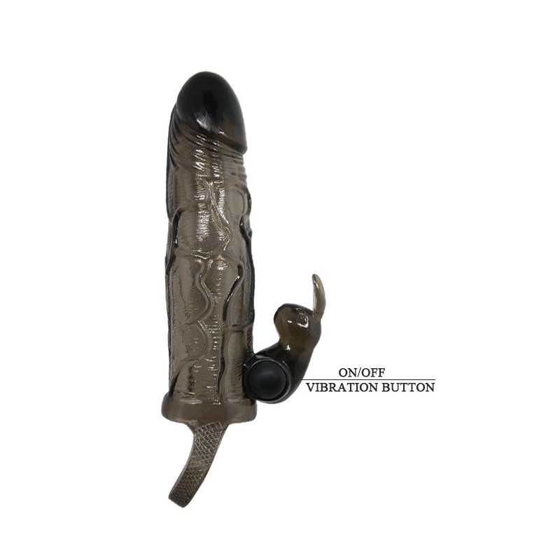 Nakładka na penisa Brave Man Smoke z wibracjami 15 cm - 4