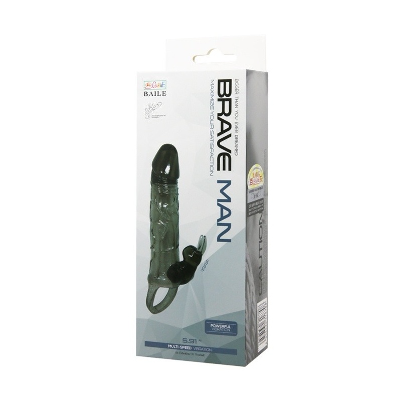 Nakładka na penisa Brave Man Smoke z wibracjami 15 cm - 7