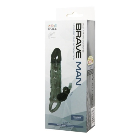 Nakładka na penisa Brave Man Smoke z wibracjami 15 cm - 7