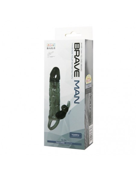 Wibrująca Nakładka Na Penisa - Brave Man Smoke 5,91" - Przedłużki i nakładki na penisa - 7