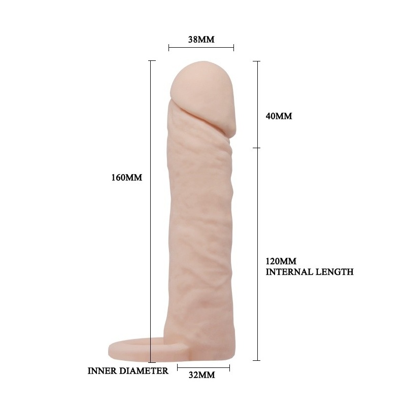 Nakładka Penis Sleeve Medium - przedłużenie 4 cm, długość 16 cm - 5