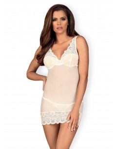 Bielizna Nocna 853-Che-2 Koszulka I Stringi Biała  S/M - Koszule nocne - 1