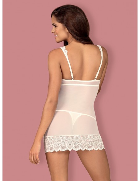 Bielizna Nocna 853-Che-2 Koszulka I Stringi Biała  S/M - Koszule nocne - 4