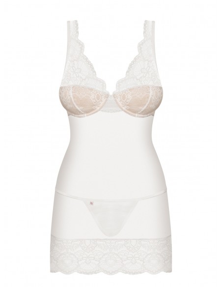 Bielizna Nocna 853-Che-2 Koszulka I Stringi Biała  S/M - Koszule nocne - 5