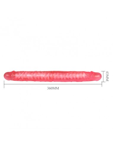 Podwójne dildo BAILE Double Dong 36 cm Czerwone - Dilda żelowe - 5