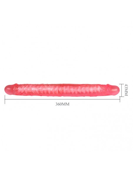 Podwójne dildo BAILE Double Dong 36 cm Czerwone - Dilda żelowe - 5