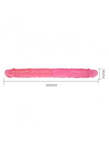 Podwójne dildo BAILE Double Dong 36 cm Różowe - Dilda żelowe - 5