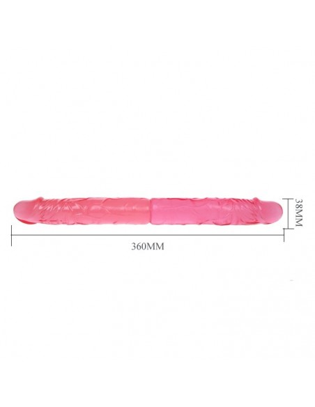 Podwójne dildo BAILE Double Dong 36 cm Różowe - Dilda żelowe - 5