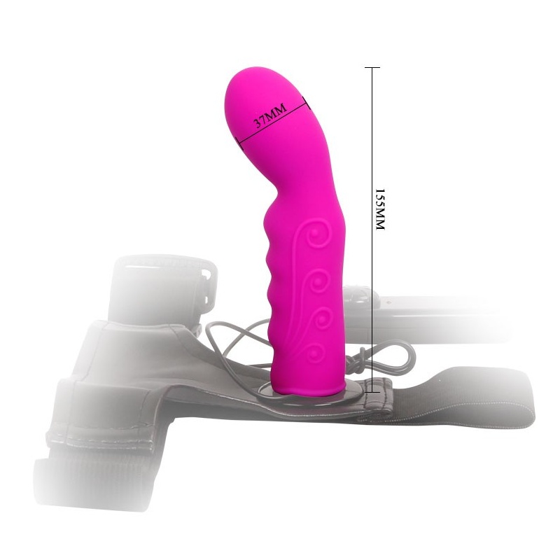 Wibrator strap-on ULTRA HARNESS Vibration z zagiętą główką i pilotem - długość całkowita 15,5 cm - 5