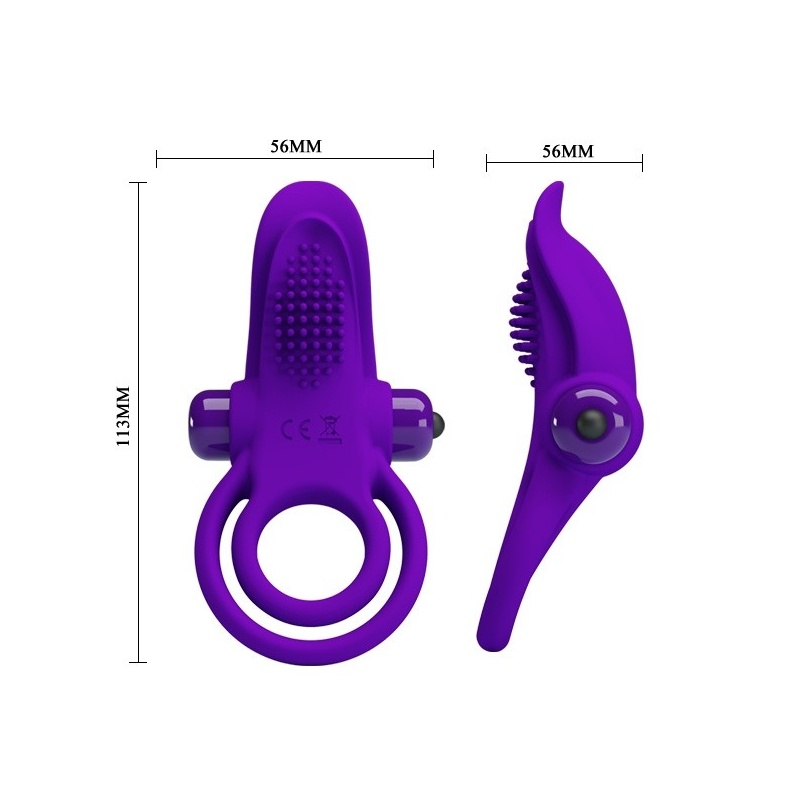 Wibrujący pierścień na penisa Vibrant Penis Ring Purple - 10 trybów wibracji, silikon medyczny, średnica wewnętrzna 3 cm - 5
