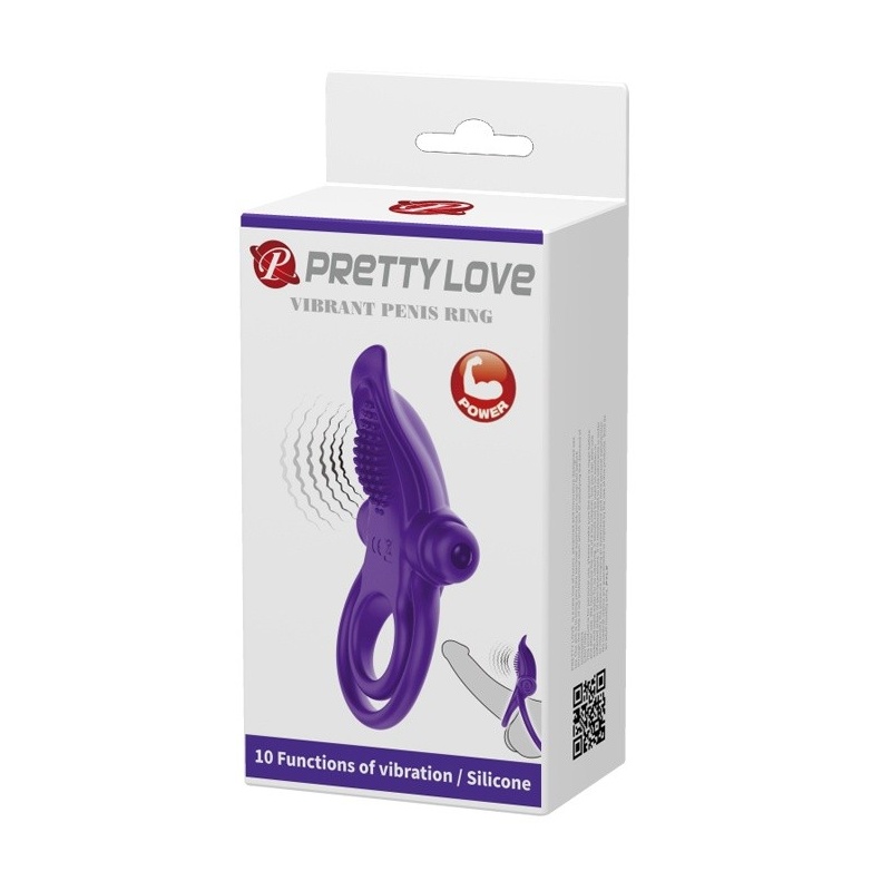 Wibrujący pierścień na penisa Vibrant Penis Ring Purple - 10 trybów wibracji, silikon medyczny, średnica wewnętrzna 3 cm - 8