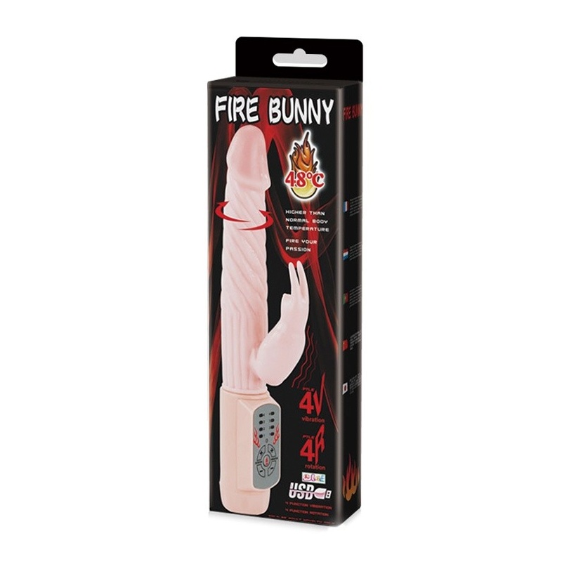 Wibrator Fire Bunny z rotacyjnym trzonkiem i ogrzewaniem do 48°C - 8