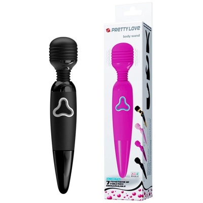 Body Wand - masażer erotyczny z prążkowaną główką 4,5 cm, 7 funkcji wibracji, długość 25 cm - 1 2