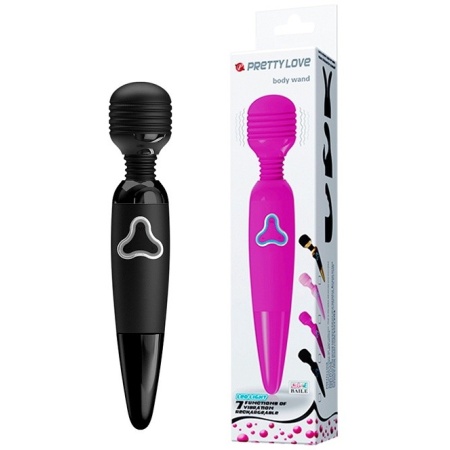 Body Wand - masażer erotyczny z prążkowaną główką 4,5 cm, 7 funkcji wibracji, długość 25 cm - 2